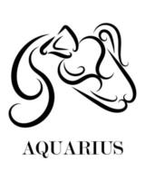 Aquarius zodiac line art vector eps 10