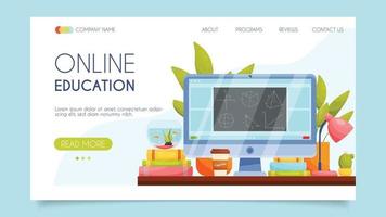 Online education. Landing page concept. Flat design, vector illustration.