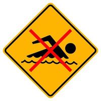 Signo prohibido nadar sobre fondo blanco. vector