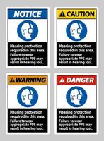 Hearing Protection Required In This Area, Failure To Wear Appropriate PPE May Result In Hearing Loss vector