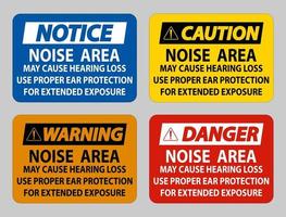 Noise Area May Cause Hearing Loss, Use Proper Ear Protection For Extended Exposure vector