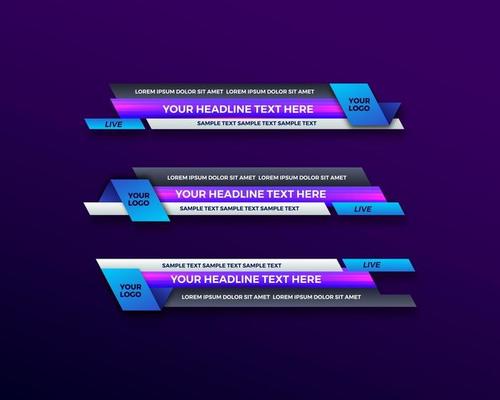 modern geometric lower third banner template design for broadcasting, live, streaming, video template. Vector Illustration