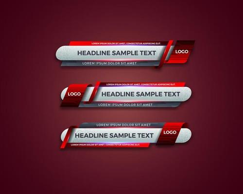 modern geometric lower third banner template design for broadcasting, live, streaming, video template. Vector Illustration
