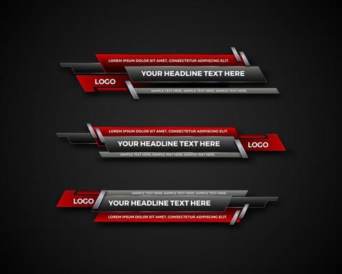 modern geometric lower third banner template design for broadcasting, live, streaming, video template. Vector Illustration