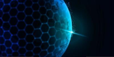 round hexagonal globe futuristic abstract background technology with blue color vector