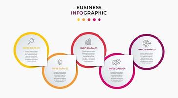 Minimal Business Infographics template. Timeline with 5 steps, options and marketing icons .Vector linear infographic with two circle conected elements. Can be use for presentation vector