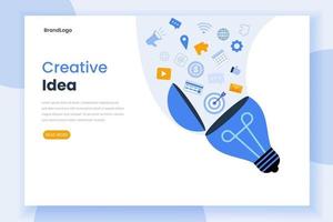 Creative idea landing page website template vector