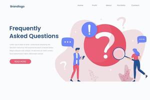 Landing page illustration of frequently asked question concept vector