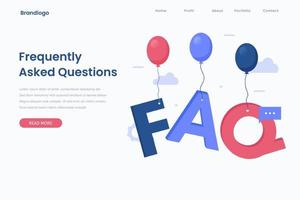 Corporate FAQ landing page template vector