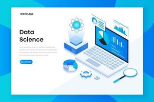 Modern flat design isometric concept of data science vector