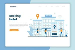 Hotel booking illustration landing page template vector