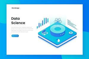 página de inicio isométrica de tecnología de ciencia de datos vector