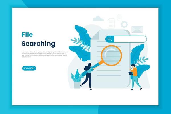 File searching illustration concept landing page