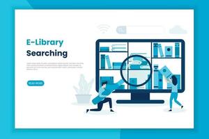 E-Library searching concept landing page vector