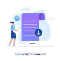 Flat illustration document download concept vector