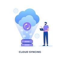 Flat illustration cloud syncing concept vector