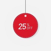 Red sale tag discount label 25 off Vector