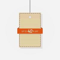 Discount tag sale label 40 off vector