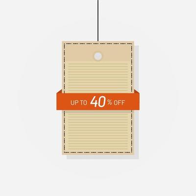 Discount tag sale label 40 off vector