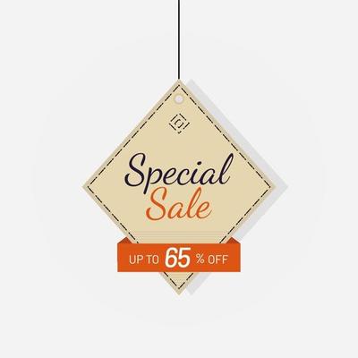 Discount tag special sale label 65 off vector