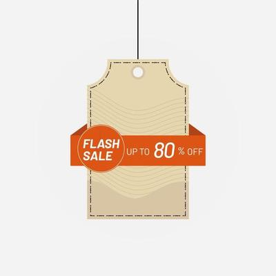 Price tag label flash sale discount 80 off Vector