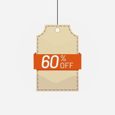 Price tag label sale discount 60 off Vector