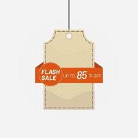 Price tag label flash sale discount 85 off Vector