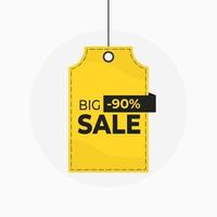 Price tag Big sale label discount 90 off Vector