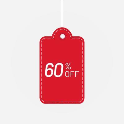Tag discount red 60 off sale label vector