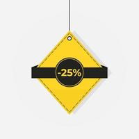 Discount sale tag 25 off label vector