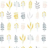 Minimalist scandinavian natural style Easter seamless surface pattern with floral branches, Vector illustration on white background. Nordic folk texture