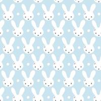 Seamless pattern with cute rabbit muzzles, flat hand drawn style. Geometric ornament with little bunnies. Kittens pretty heads with little ears. Rhombus greed style pattern vector illustration
