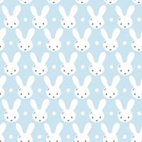 Seamless pattern with cute rabbit muzzles, flat hand drawn style. Geometric ornament with little bunnies. Kittens pretty heads with little ears. Rhombus greed style pattern vector illustration