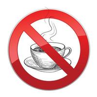 sin bebidas. icono de prohibición. No se permiten bebidas calientes. sin icono de taza de café. señal de prohibición roja de forma redonda vector