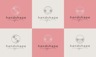 Abstract hand logo template in trendy linear minimal style set vector