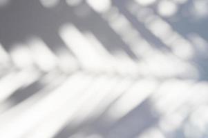 Blurred shadow of a palm leaf on a white background photo