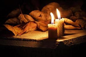 Candles on a table photo