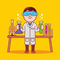 Man chemist profession in flat design style. vector