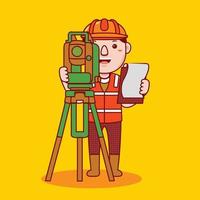 Man land surveyor profession in flat design style. vector