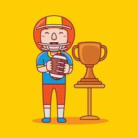 Man american football player profession in flat design style. vector