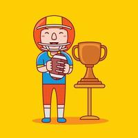 Man american football player profession in flat design style. vector