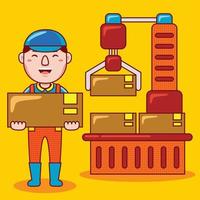 Man factory worker profession in flat design style. vector