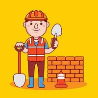 profesión de constructor de hombre en estilo de diseño plano. vector