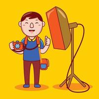 Man photographer profession in flat design style. vector