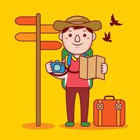 Man traveller profession in flat design style. vector