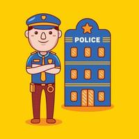 Man police profession in flat design style. vector