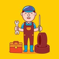 Man mechanic profession in flat design style. vector