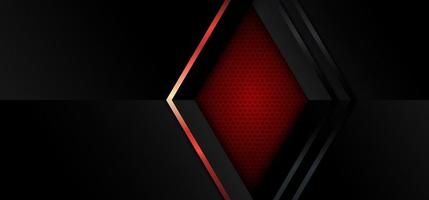 Abstract banner template design black and red arrow triangle overlapping background with red line stripe technology concept vector