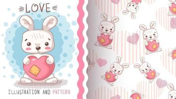 Cute cartoon character animal rabbit with heart vector