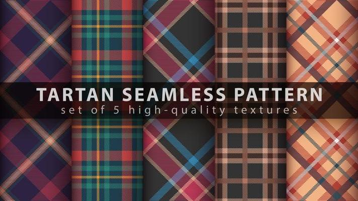 Set classic tartan seamless pattern